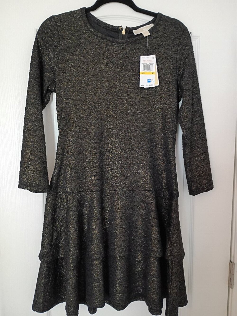 Michael kors black and gold fit and flare dress